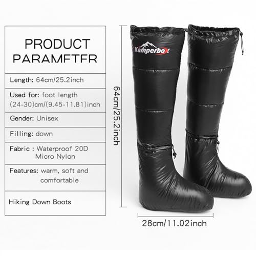 Down Camping Socks - Ultra Warm Down Booties for Sleeping Bags, Hiking & Winter Indoor Use, Waterproof 20D Nylon, Unisex C...