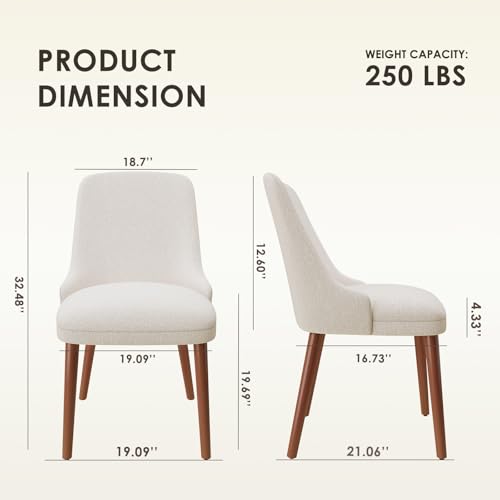 MALOL Dining Chairs Set of 2, Upholstered Dining Room Chair with Wood Legs, High-Back Padded Kitchen Chairs for Dining Roo...