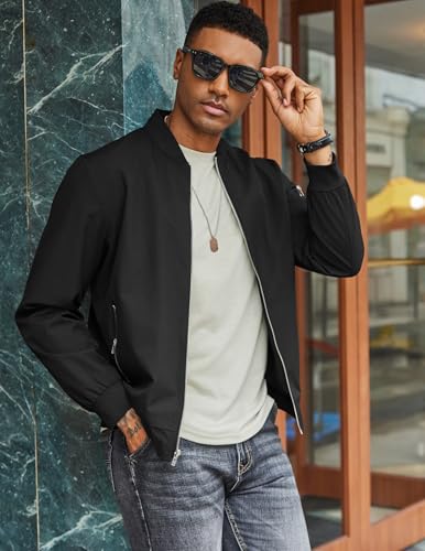 COOFANDY Men Bomber Jacket Lightweight Casual Windbreaker Zip Up Coat Fashion Stylish Fall Jackets with Pocket
