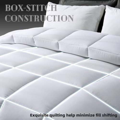 DOWNCOOL Comforters Queen Size, Duvet Insert, White All Season Duvet, Lightweight Quilt, Down Alternative Hotel Comforter...