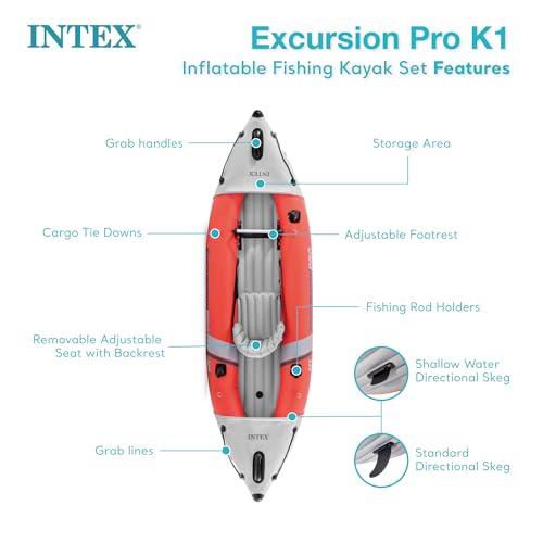 INTEX 68303EP Excursion Pro K1 Inflatable Kayak Set: Includes Deluxe 86in Kayak Paddles and High-Output Pump – SuperTough ...