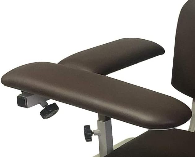 Helsevesen Comfortable Padded Blood Drawing Chair, Phlebotomy Chair with Adjustable Armrest (Coffee Brown)