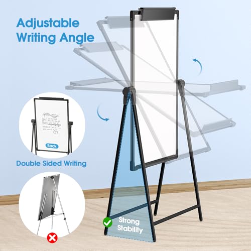 MaxGear Large White Board with Stand, 36" x 24" Double Sided Big Easel Whiteboard A-Stand Dry Erase Board Height Adjustabl...