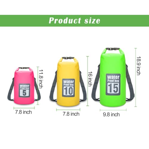 Dry Bag Waterproof, 15L Roll Top Lightweight Dry Storage Bag Backpack for Travel Swimming Boating Kayaking Paddle Board Ca...