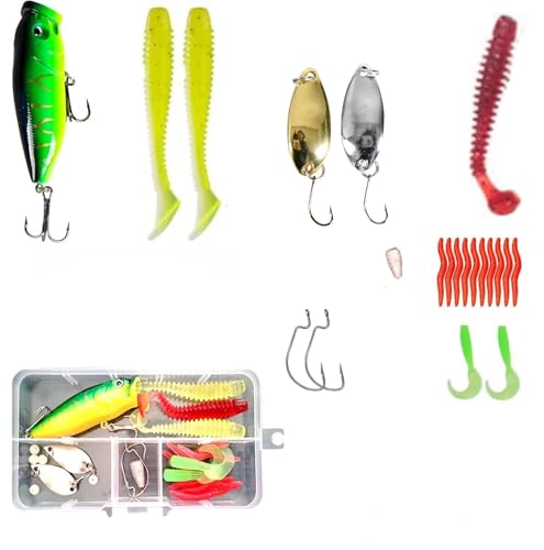 1Set Topwater & Slow Sinking Lure Set-Lures-Baits- Attractants-Spoons-for Bass Trout Salmon-Angling Enthusiasts