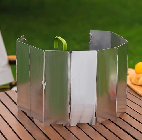 Camp Stove Windscreen with Bag, 10 Plates Ultralight Foldable Alcohol/Tent Stove Aluminum Alloy Wind Screen for Camping