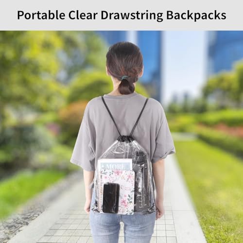 Homaisson 100 PCS Drawstring Backpacks Bags, Clear Bulk Plastic Bags for Men Women Gym Sport Colleges Event Security, Port...