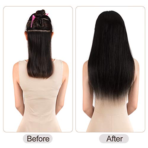 5 Pieces 20" Remy Clip in Hair Extensions Human Hair Chocolate Brown to Honey Blonde Highlight Brown Ombre - Silky Straight Short Thick Real Hair Extensions for Women (20 inches, (4T27) P4, 100grams)