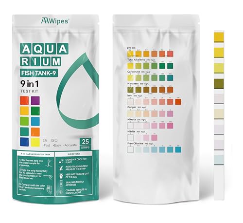 AAwipes Fish Tank Water Test Strips 9-in-1 |25 Strips | Freshwater & Saltwater Tanks Quick & Accurate Water Testing Test p...