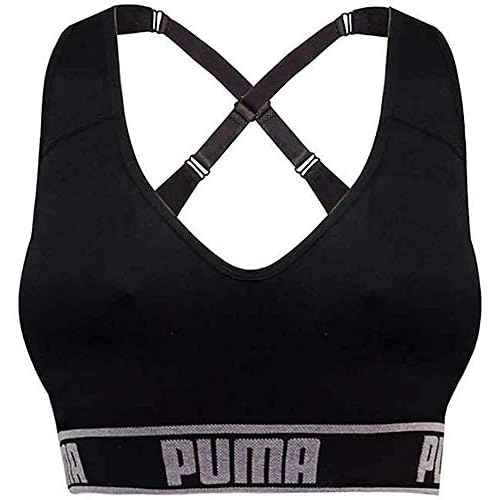 Puma Ladies Sports Bra Extra Large Size, 2 Count, Black-Gray