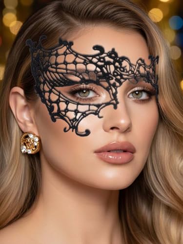 Bounzhi Black Lace Masquerade Mask for Women Costume EyeMask Party Ball Mardi Gras Accessory