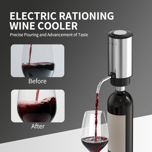 Rechargeable Wine aerator Electric Wine Decanter, Automatic Wine Dispenser withStorage Base,Two Modes:long press to contin...
