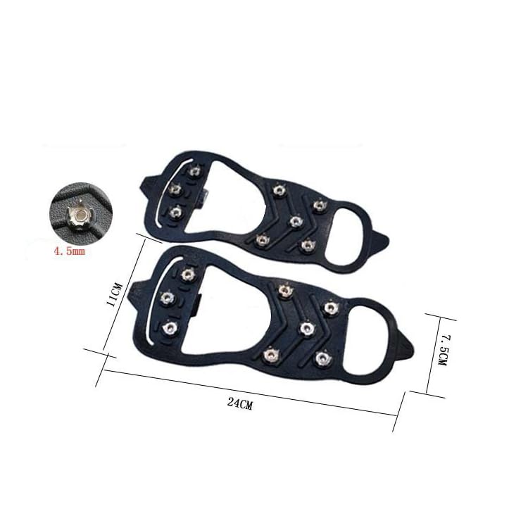 Non-Slip Rubber Ice Cleats with Steel Studs for Boots and Shoes, Adjustable Traction Grips for Walking on Snow and Ice