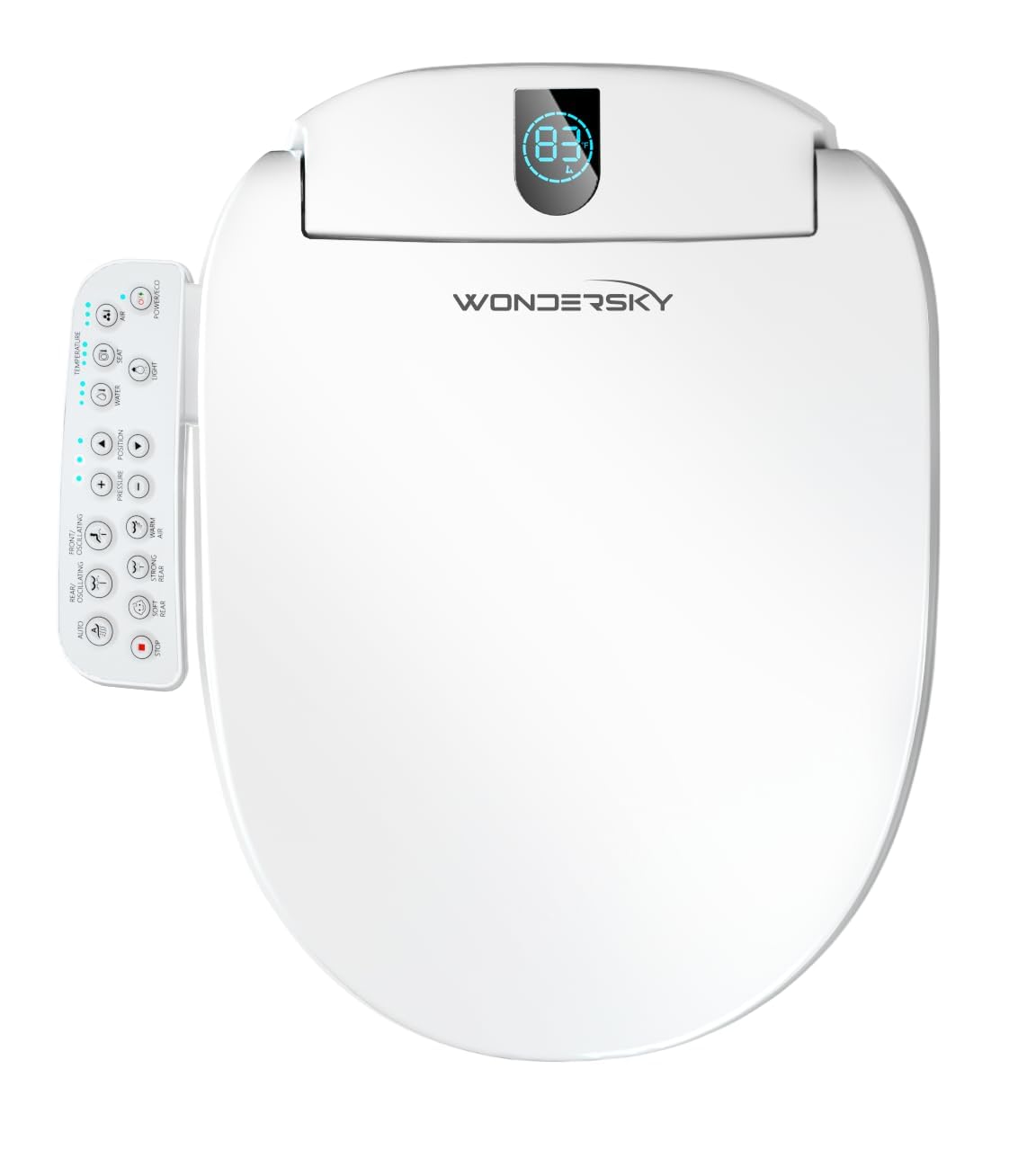 Round Bidet Toilet Seat, Smart Heated Toilet Seat with Warm Water and Dryer, Soft Close Bidet Seat with Adjustable Temperature, Stainless Steel Nozzle
