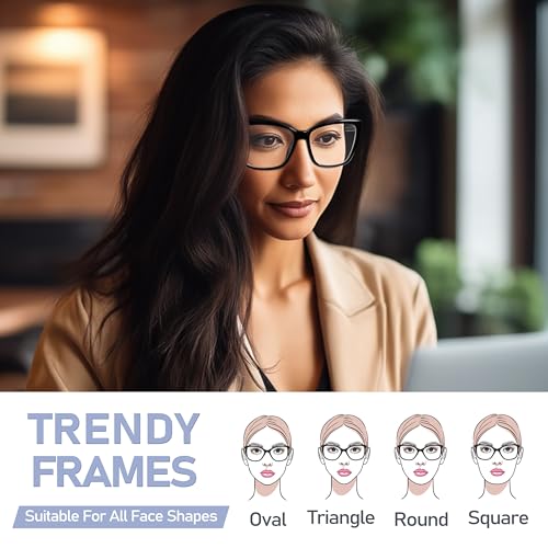 ORANZI Reading Glasses Women, 3 pack Fashion Oversized Blue Light Readers Women, Spring Hinge Cat Eye Glasses Anti Eyestrain