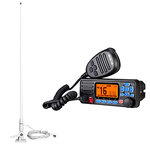 Retevis RA27 Fixed Mount Marine Radio with Antenna, GPS, Waterproof IP67, Triple Watch, DSC, Gain Fiberglass Antenna with ...