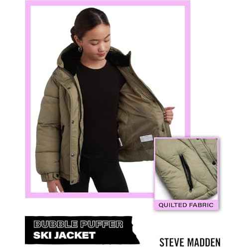 Steve Madden Girls' Winter Coat - Heavyweight Quilted Bubble Puffer Parka Ski Jacket with Faux Fur Lined Hood (Size: 4-16)