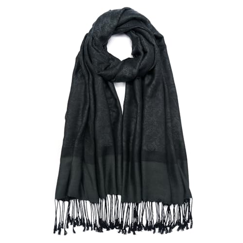 QIUTIMIY Paisley Pashmina Shawl Wrap Women Reversible Vintage Jacquard Pashmina Rave Scarf with Fringe for Evening, Wedding