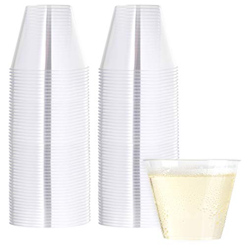 PLASTICPRO 9 oz Disposable Plastic Party Cups,Old fashioned Designed Tumblers, 100 Count, Crystal Clear
