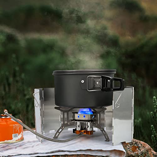Odoland 3500W/6800W Windproof Camp Stove Camping Gas Stove with Fuel Canister Adapter, Piezo Ignition, Carry Case, Portabl...