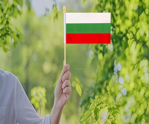10 Pack Bulgaria Flags - BG Handheld Flag- 5x8 in,Bulgarians Mini Flag. Suitable For Party Decorations, Store Displays, Ba...