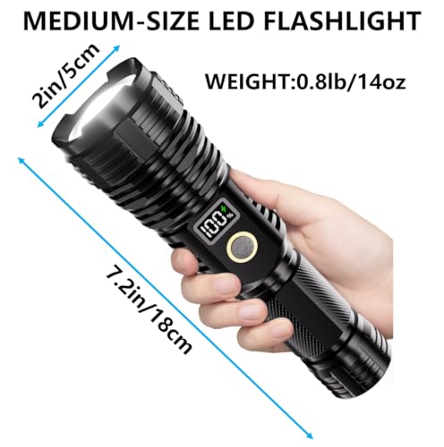 Flashlights High Lumens Rechargeable, 10000LM LED Super Bright Flash Light, Zoomable Linternas with LCD Digital Display, 5...