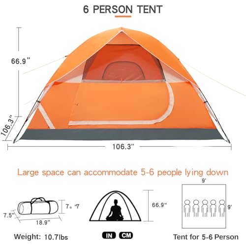 CAMEL CROWN 4/6 Person Tent Waterproof Lightweight Portable Backpacking Tent for Outdoor Camping Hiking