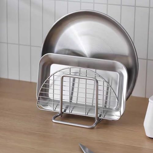 Teensery Cutting Board Holder Stainless Steel Wire Chopping Board Stand Cutting Board Storage Rack Organizer with 2 Slots ...