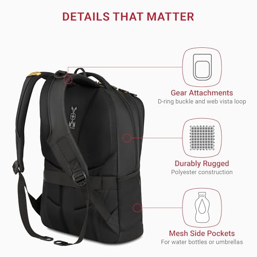 SwissGear Cecil 5505 Laptop Backpack, Black/Gold, 18-Inch