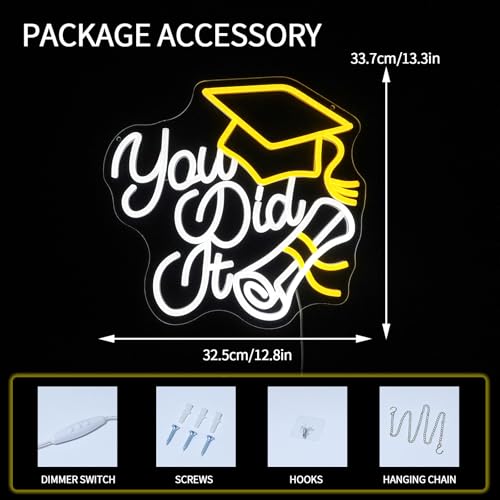 Virlusy You Did It Neon Sign for Wall Decor Dimmable Graduation Led Lights Signs Letters Signs for Class of 2025 Neon Ligh...