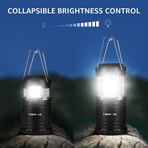 Lepro LED Camping Lanterns Battery Powered, Collapsible, IPX4 Water Resistant, Outdoor Portable Lights for Emergency, Hurr...