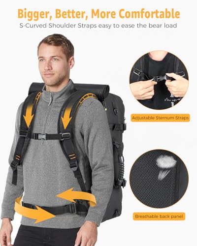 Ponhog Travel Backpack for Men, 50L Carry On Flight Approved Convertible Duffle Bag with Shoe Compartment, 17 inch Laptop ...