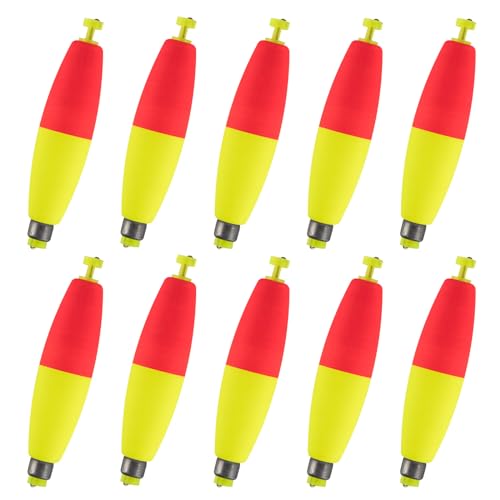 Alwonder 10-Pack Fishing Bobbers Floats, Weighted Bobbers for Fishing Cigar EVA Foam Snap-on Floats Corks Floaters Buoys f...