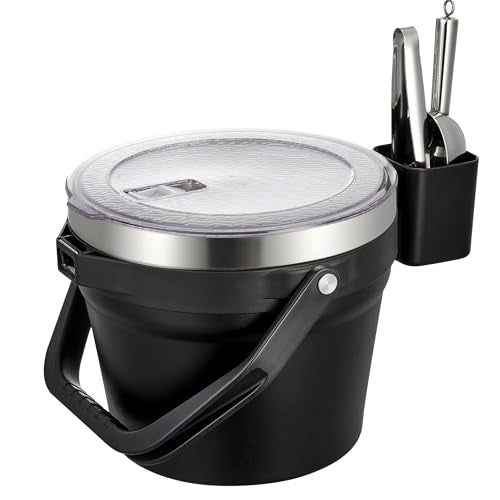 COKTIK 7L Vacuum Insulated Ice Bucket with Lid and Scoop& Tongs，Large capacity Stainless Steel Beverage Bucket for Cocktai...
