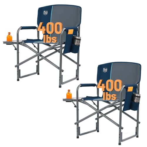 TIMBER RIDGE Aluminum Oversized Camping Chair, Lightweight Portable Directors Chair with Side Table Detachable Side Pocket...