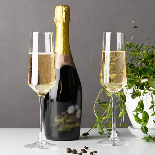 PARACITY Champagne Flutes, Champagne Glasses Set of 4, Elegant 8.5oz glass champagne flutes, Gift for Birthday, Wedding, C...