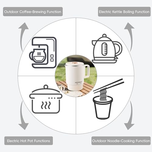 Premium Travel-Friendly Foldable Electric Kettle - 21oz Hot Water Boiler with for Coffee, Tea & Instant Drinks, Portable &...