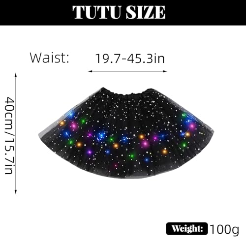 Women Light Up Tutu Skirt Stars Glow Tutus Layered Ballet Led Tulle Skirts for Halloween Party Costume