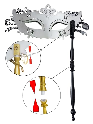 ANIMECOSER Masquerade Mask with Stick Elegant Handheld Venetian Masks for Prom Ball Mardi Gras Halloween Party Accessories