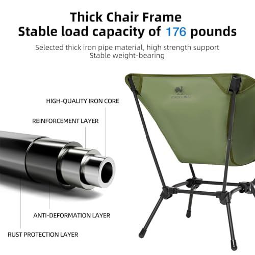 CAMEL CROWN Folding Camping Chair, Lightweight Portable Compact Lawn Chair with Side Pocket for Outdoor Travel Beach Picni...