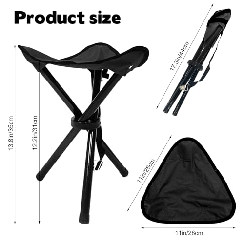 Travel Folding Camping Stool, 14.6 inches Tripod Chair and Maximum weight 300 lbs Outdoor Portable Party Chair Fishing Cha...