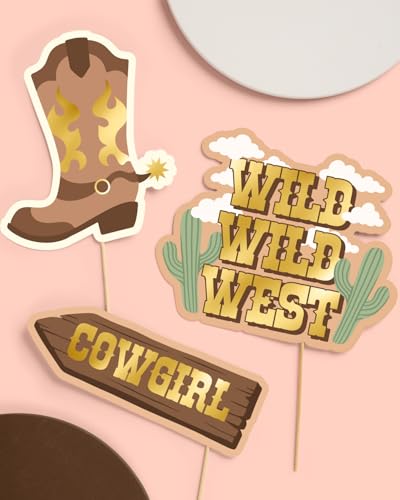 xo, Fetti Western Photo Booth Props - 24 Count | Kids Rodeo Party Backdrop, Birthday Background Decorations, Hoedown Bache...