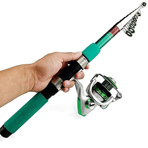 1.8m 2.1m 2.4m 2.7m 3.0m 3.6m Telescopic Fishing Rod and Reel Combo Set Spinning Fishing Rod Pole Travel Sea