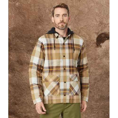 Volcom mens Field Insulated Flannel Hooded Snowboard Shirt Jacket