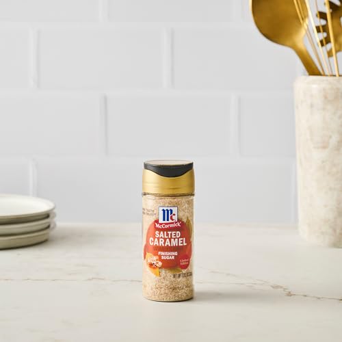 McCormick Finishing Sugar, Salted Caramel, Limited Edition, Creamy Caramel Flavor with a Touch of Salt, For Coffee, Ice Cream, Brownies, Popcorn, Hot Cocoa, and More, 3.81 oz