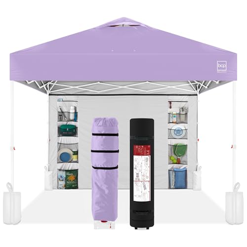 Best Choice Products 10x10ft Easy Pop Up Canopy w/Side Wall, 10 Pockets, Portable Carrying Case, 1-Button Setup, 4 Weight ...