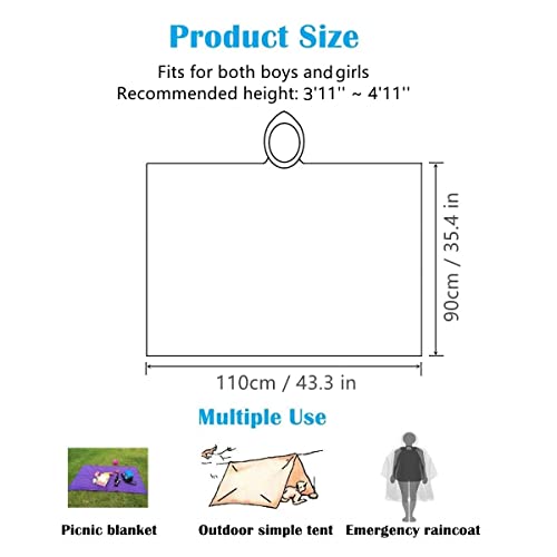 RUISHYY Rain Poncho for Kids (2 Pack), Reusable EVA Children Raincoat Ponchos Rain Jacket with Hood for 6-14 Girls Boys