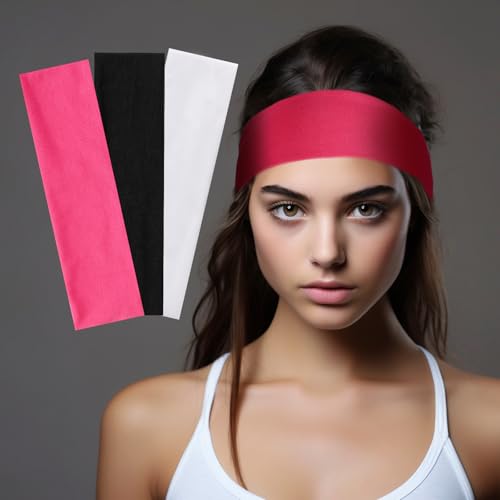 Piriuuo 3 Pcs Stretchy Headbands for Women, Non Slip Women Headbands Elastic Hair Bands for Women'S Hair Soft Cotton Cloth...