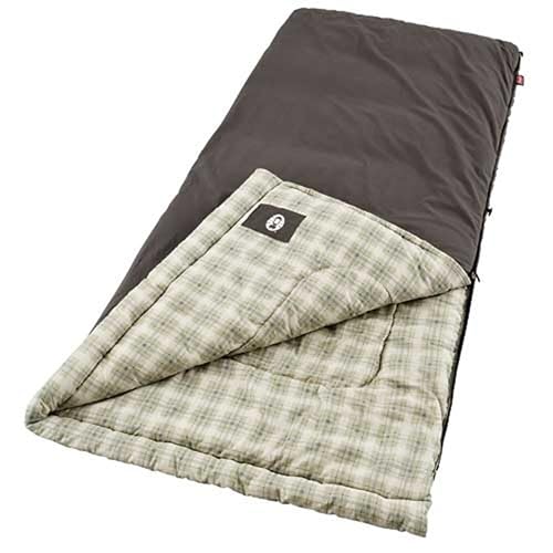 Coleman Heritage Big & Tall 10°F Flannel Sleeping Bag, XL Sleeping Bag Fits Adults up to 6ft 7in Tall, Machine Washable, G...