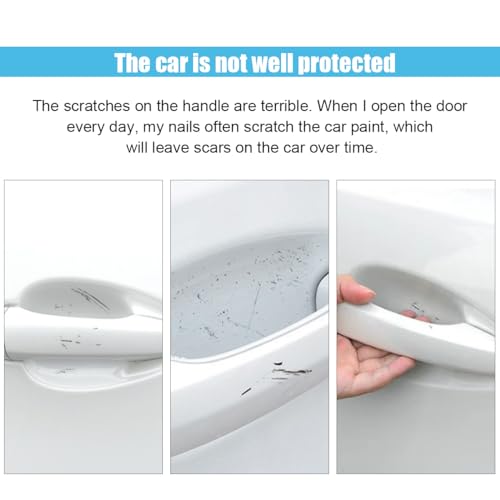 8PCS Car Door Handle Scratch Protectors, Carbon Fiber Car Door Handle Bowl Sticker, Universal Auto Doors Handles Paint Gua...